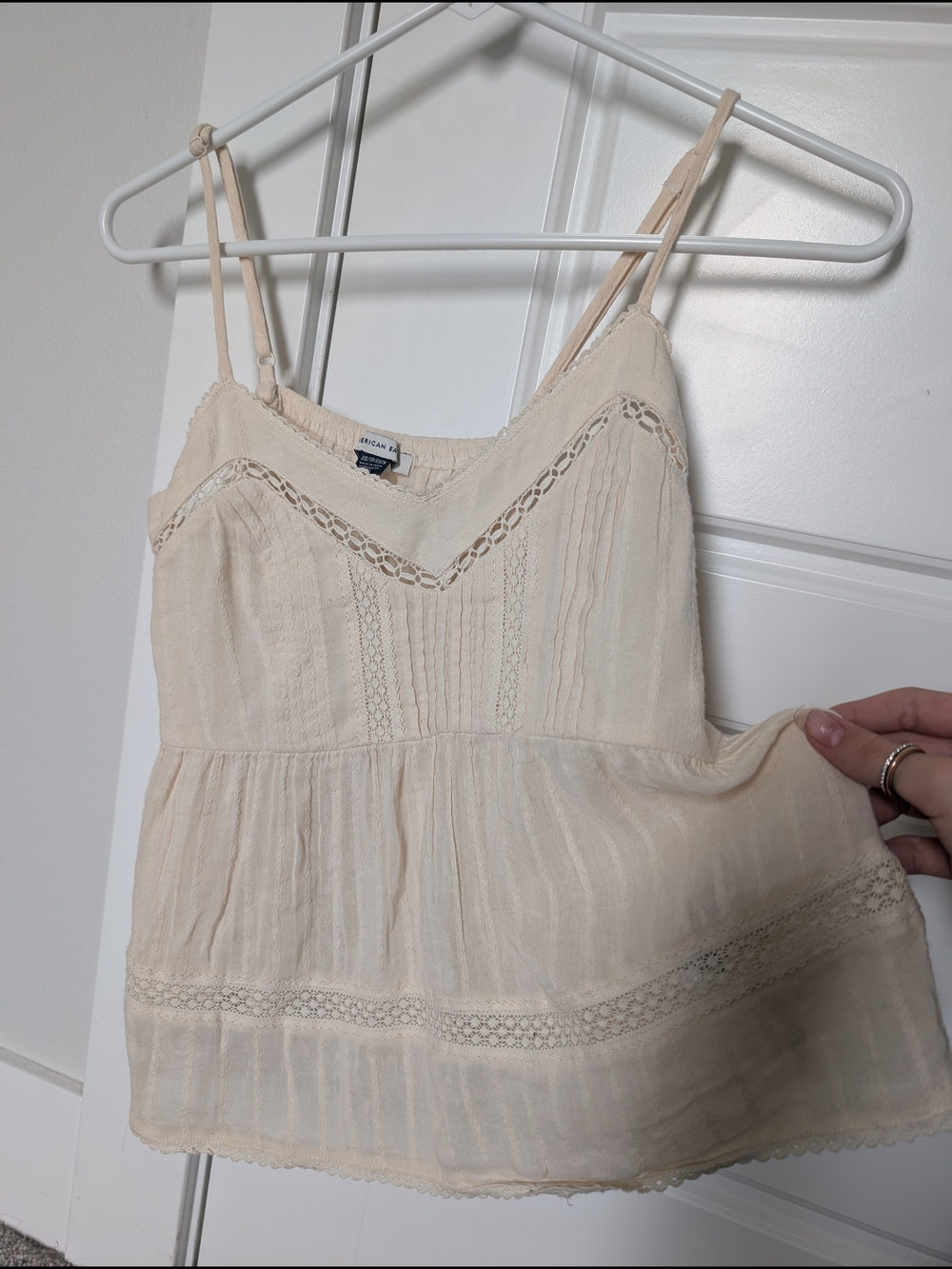 American Eagle Outfitters Beige Lace-Trim Camisole